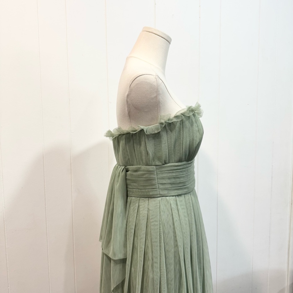 Vera Wang Maids Designer Light Green Tulle Bubble Hem Mini Dress Size 8 - Picture 2 of 8